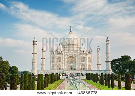 Taj Mahal in sunrise light Agra India