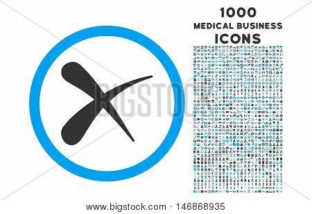 Erase rounded vector bicolor icon with 1000 medical business icons. Set style is flat pictograms, blue and gray colors, white background.