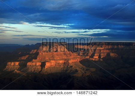 Sunrise in on the South RIm of the Grand Canyon Arizona USA