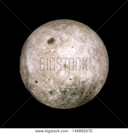 Moon Solar System Planet On Black Background 3D Rendering. Elements Of This Image Furnished By Nasa