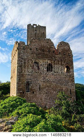 Majestic Medieval Castle Ruins On The Top Of The Hill