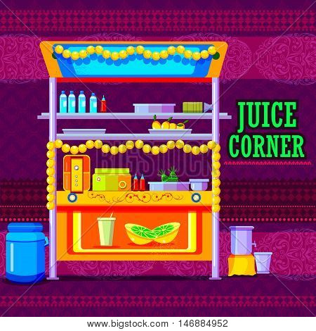 easy to edit vector illustration of Indian Juice Cart representing colorful India