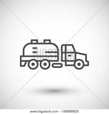 Sewage truck line icon isolated on grey. Vector illustration