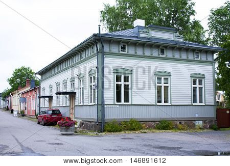 Naantali, Finland - 06 July , 2015: Cloudy Summer Day On The Historic Quarter Of Naantali