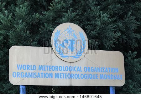 Geneva, Switzerland - August 14, 2016: The World Meteorological Organization also called WMO is an intergovernmental organization with a membership of 191 Member States and Territories