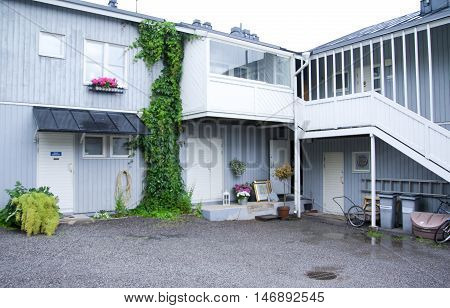 Naantali, Finland - 06 July , 2015: Cloudy Summer Day On The Historic Quarter Of Naantali