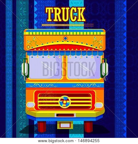 easy to edit vector illustration of Indian Truck representing colorful India