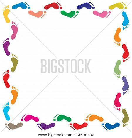 Colorful Footprints Border