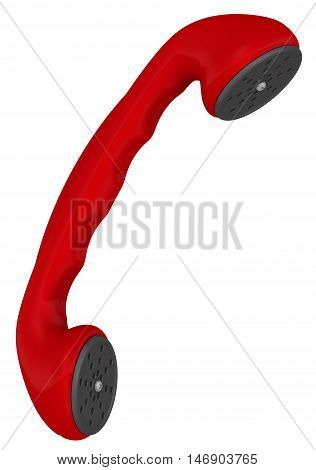 Red telephone handset. Isolated. 3D Illustration .