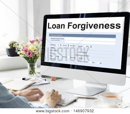 Loan Forgiveness Debt Filling Application Concept