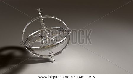 Gyroscope top on shaded background