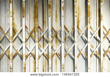 Folding steel doors old vintage style. background