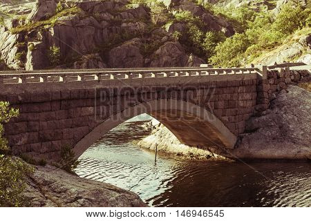 Stone old bridge Vagand in Norway Sokndal region