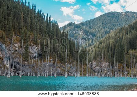 Kolsay Lake in Tien Shan mountain system Kazakhstan