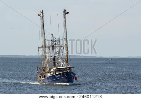 New Bedford, Massachusetts, Usa - June 12, 2018: Commercial Fishing Vessel Vickie Ii, Hailing Port W