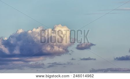 Beautiful Blue Clouds In A Thunderstorm, The Sky Before The Rain, Toned
