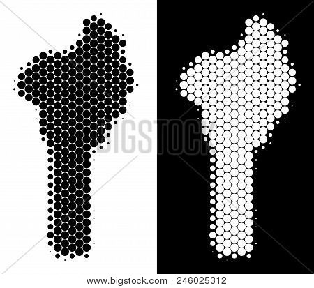 Dotted Halftone Benin Map. Vector Geographic Map On White And Black Backgrounds. Abstract Compositio