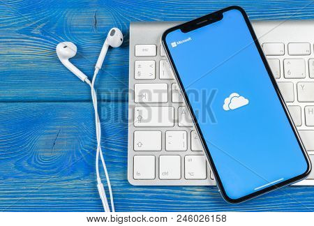 Sankt-petersburg, Russia, June 2, 2018: Microsoft Onedrive Application Icon On Apple Iphone X Screen