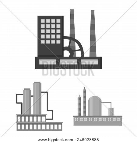 Factory And Facilities Monochrome Icons In Set Collection For Design. Factory And Equipment Vector S