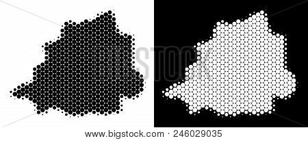 Dotted Halftone Vatican Map. Vector Geographic Map On White And Black Backgrounds. Abstract Concept 