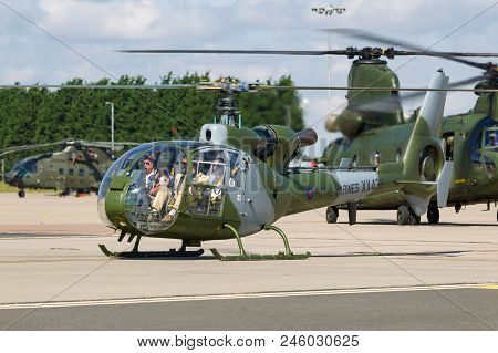 Raf Waddington, Lincolnshire, Uk - July 7, 2014: Former Royal Marines (royal Navy) Aerospatiale Sa-3