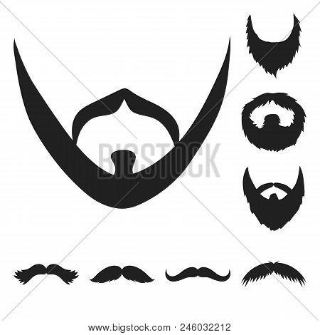 Mustache And Beard, Hairstyles Black Icons In Set Collection For Design. Stylish Haircut Vector Symb