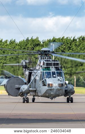 Raf Waddington, Lincolnshire, Uk - July 5, 2014: Royal Navy Fleet Air Arm Westland Sea King Asac.7 A