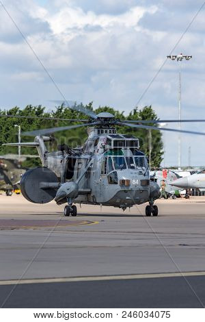 Raf Waddington, Lincolnshire, Uk - July 5, 2014: Royal Navy Fleet Air Arm Westland Sea King Asac.7 A