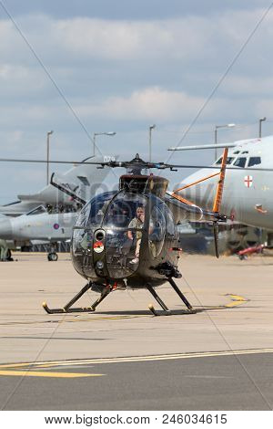 Raf Waddington, Lincolnshire, Uk - July 7, 2014: Former United States Army Hughes Oh-6a Cayuse (69-1