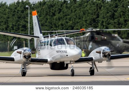Raf Waddington, Lincolnshire, Uk - July 5, 2014: Reims F406 (cessna 406) G-mafb Operated By Uk Sea F