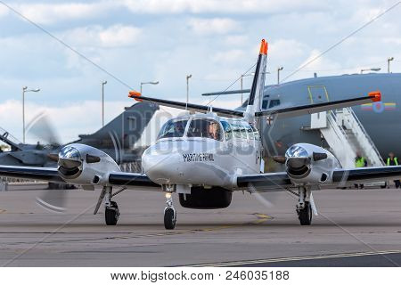 Raf Waddington, Lincolnshire, Uk - July 5, 2014: Reims F406 (cessna 406) G-mafb Operated By Uk Sea F