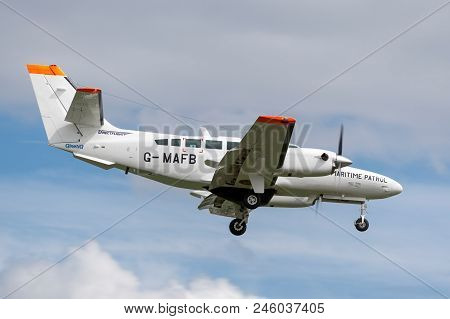 Raf Waddington, Lincolnshire, Uk - July 5, 2014: Reims F406 (cessna 406) G-mafb Operated By Uk Sea F