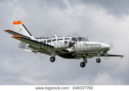Raf Waddington, Lincolnshire, Uk - July 5, 2014: Reims F406 (cessna 406) G-mafb Operated By Uk Sea F