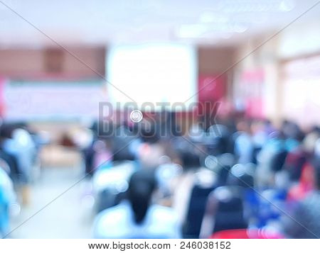 Blurred Pictures Of Conference Of Parents Of Students.