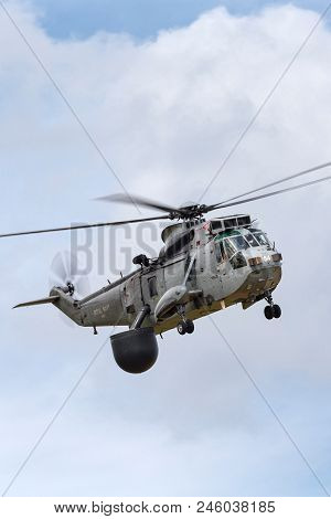 Raf Waddington, Lincolnshire, Uk - July 5, 2014: Royal Navy Fleet Air Arm Westland Sea King Asac.7 A