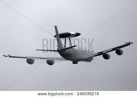 Raf Waddington, Lincolnshire, Uk - July 6, 2014: Royal Air Force (raf) Boeing E-3d Sentry Airborne E