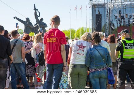 Ay 9, Celebration 73 Year After World War 2, Peoples, Flowers And Sun.
