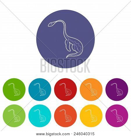 Aquatic Dinosaur Icons Color Set Vector For Any Web Design On White Background