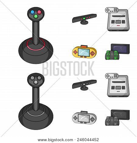 Game And Tv Set-top Box Cartoon, Monochrome Icons In Set Collection For Design.game Gadgets Vector S