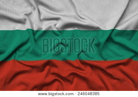 Bulgaria Flag  Is Depicted On A Sports Cloth Fabric With Many Folds. Sport Team Waving Banner