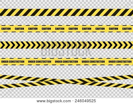 Vector Stop Tapes Collection, Danger Zone Sign, Bright Yellow And Black Cross Lines On Transparent B