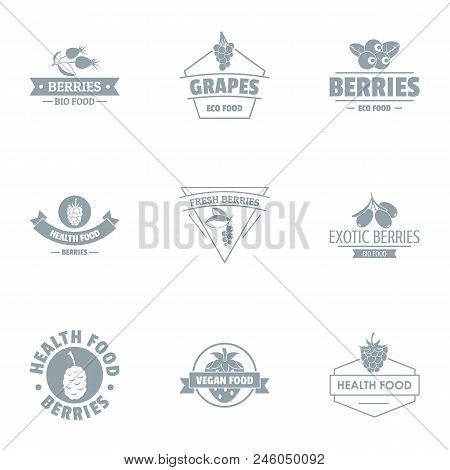 Grapes Logo Set. Simple Set Of 9 Grapes Vector Logo For Web Isolated On White Background