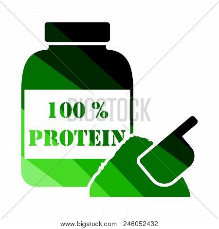 Protein Conteiner Icon. Flat Color Design. Vector Illustration.