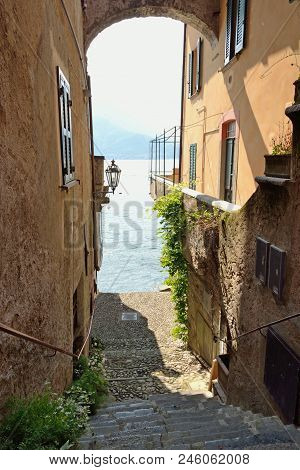 Narrow Street In Varenna On Lake Como - Lecco, Lombardy, Italy