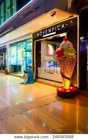 Sharm El Sheikh, Egypt - May 13, 2018: Ice Cream Parlor Movenpick In Popular Shopping And Entertainm