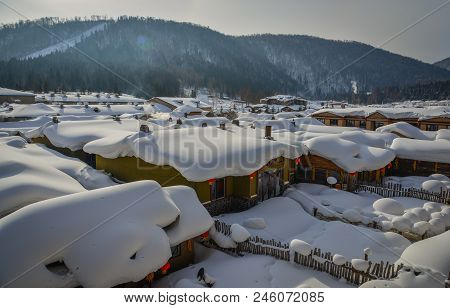Snow Village In Harbin, China