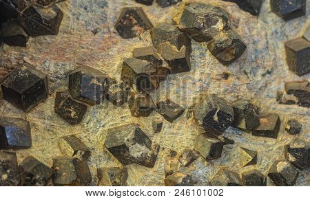 Closeup Detail Of The Natural Almandine Crystals