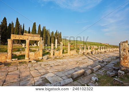 Hierapolis Ancient City Ruins, North Roman Gate, Pamukkale, Denizli Turkey