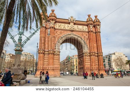 Barcelona - March, 2018: Triumphal Arch In Barcelona Spain