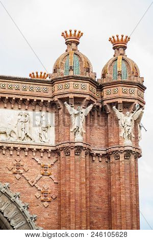Detail Of The Triumphal Arch In Barcelona Spain